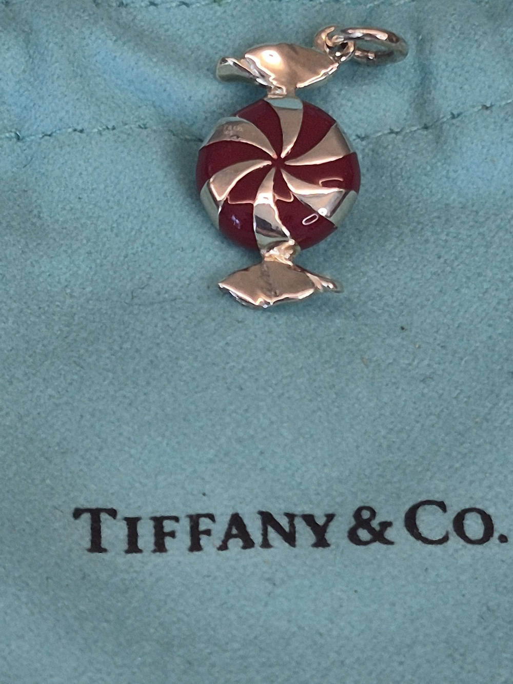 Tiffany & Co. Red Enamel Sterling Silver Bon Bon Candy Charm NIB